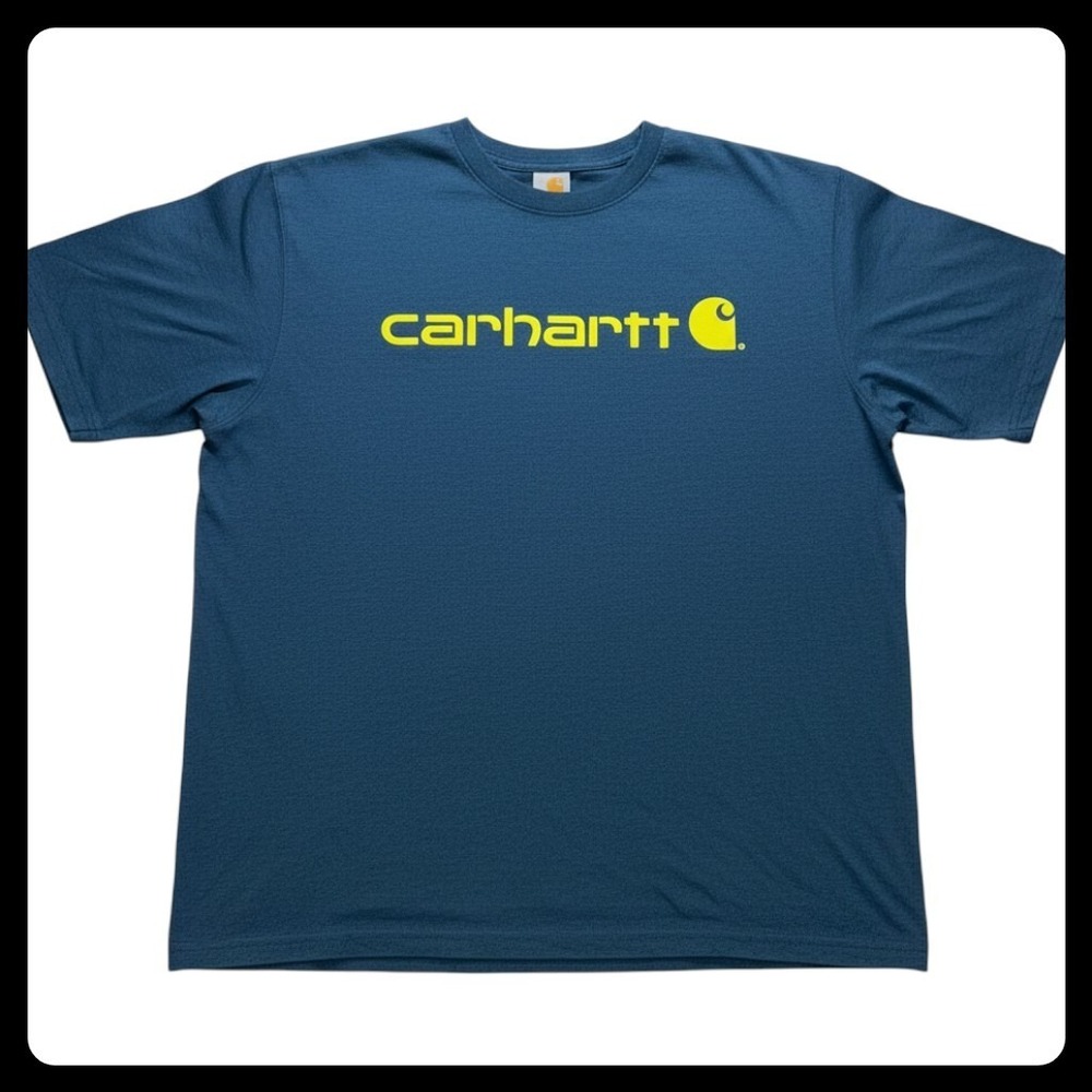 Carhartt T-Shirt Mens XL Blue Short Sleeve Loose Fit Graphic Logo Workwear